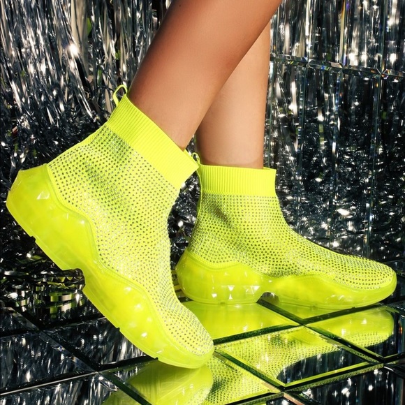 Neon yellow rhinestoned Sneaker - Picture 2 of 7